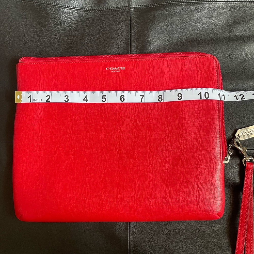 COACH - Flawless Red Leather Bag / iPad Case - Picture 7 of 10